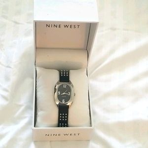 Nine West Black Leather Band Watch NIB